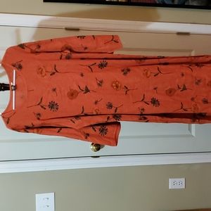 Gorgeous 100% Linen ORANGE MAXI WOMEN'S DRESS ACQUARIUM U.S.A.